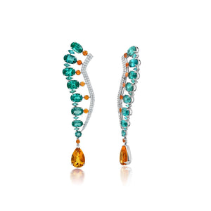 Graziela Gems - Graziela Tourmaline Tribal Headdress Earrings - 