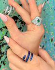 Blue Rhodium & Blue Sapphire Coil Ring