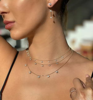 Floating Diamond Triple Drop Earrings