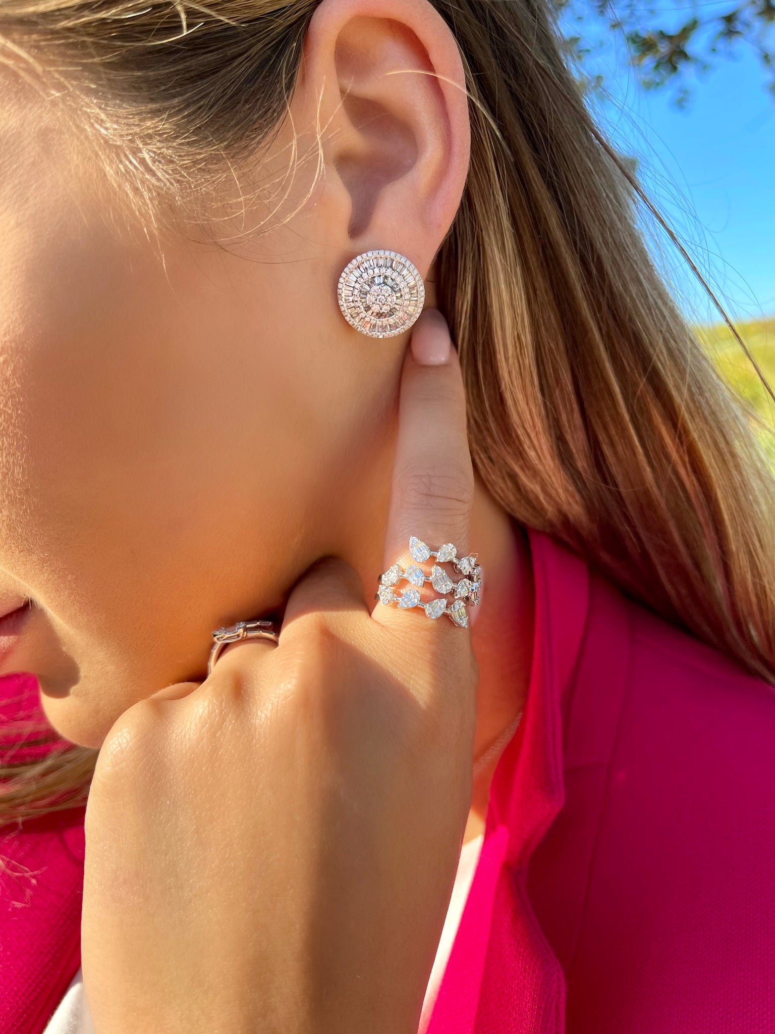 Diamond Extra Large Pizza Earrings