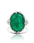 Emerald Cabochon & Diamond RIng