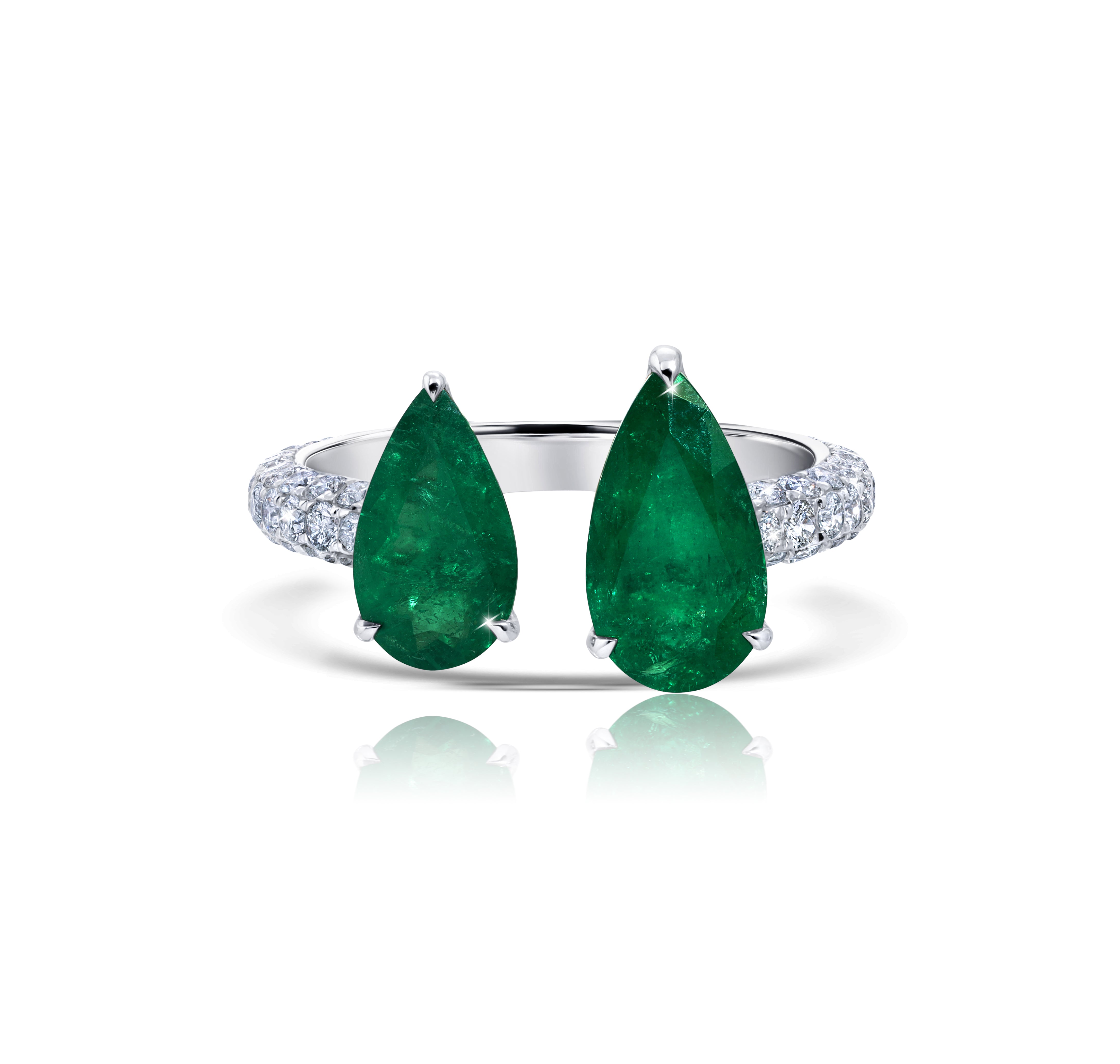 Open Pear Emerald &amp; Diamond Ring