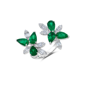 Emerald Pear & Diamond Marquise Ring