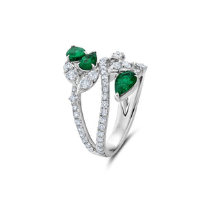 Emerald Pear & Diamond Ring