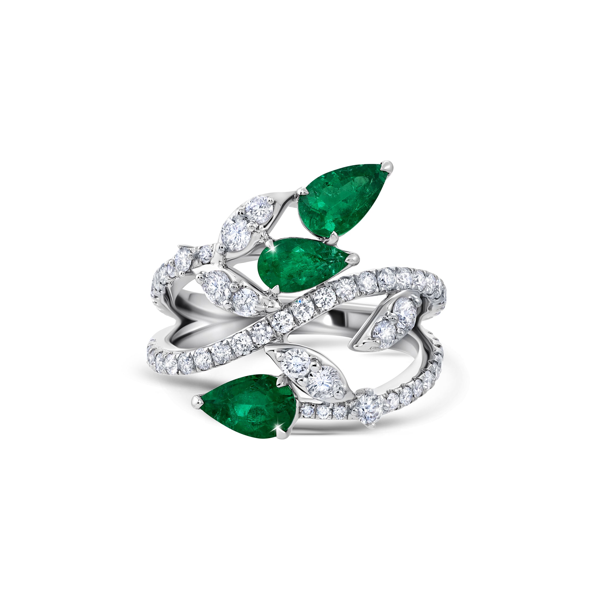 Emerald Pear & Diamond Ring