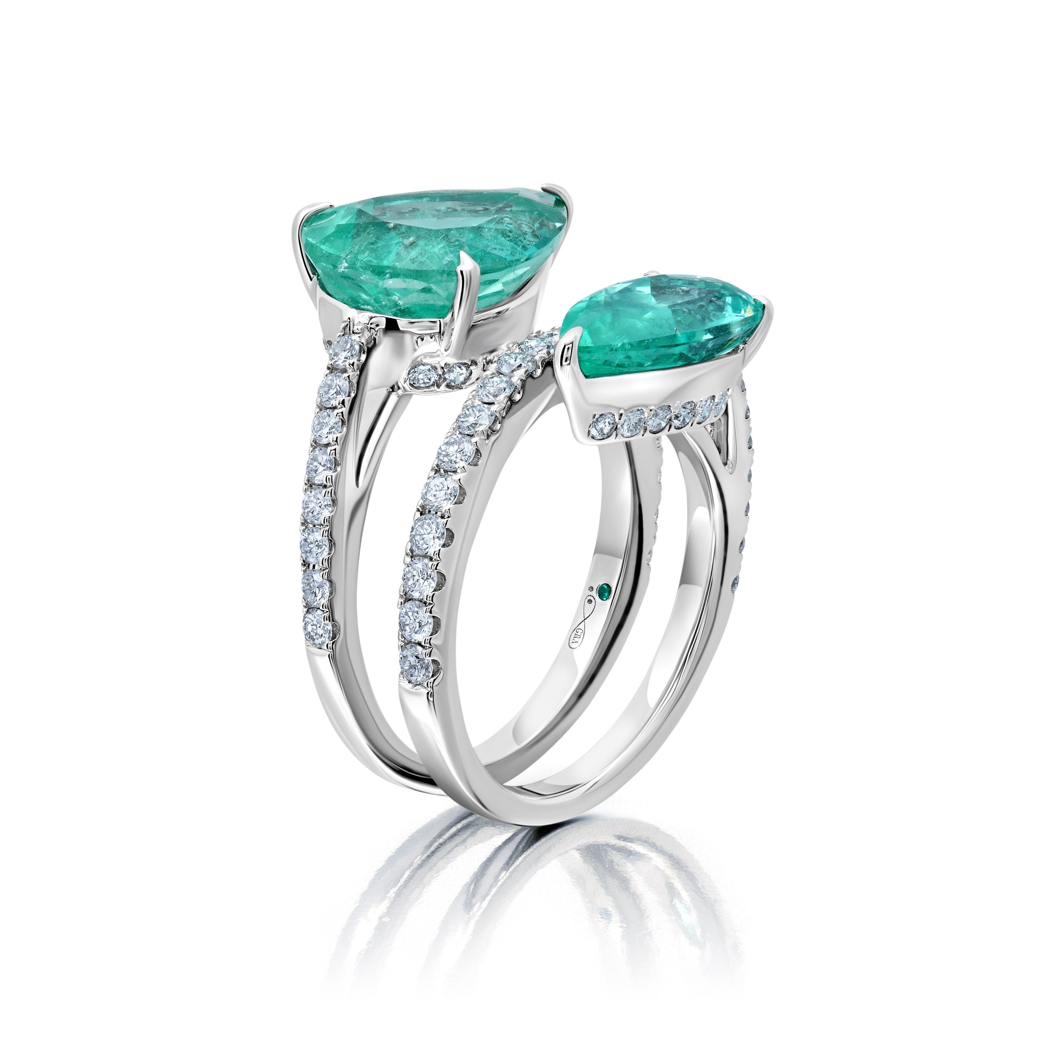 Emerald & Diamond Bypass Ring