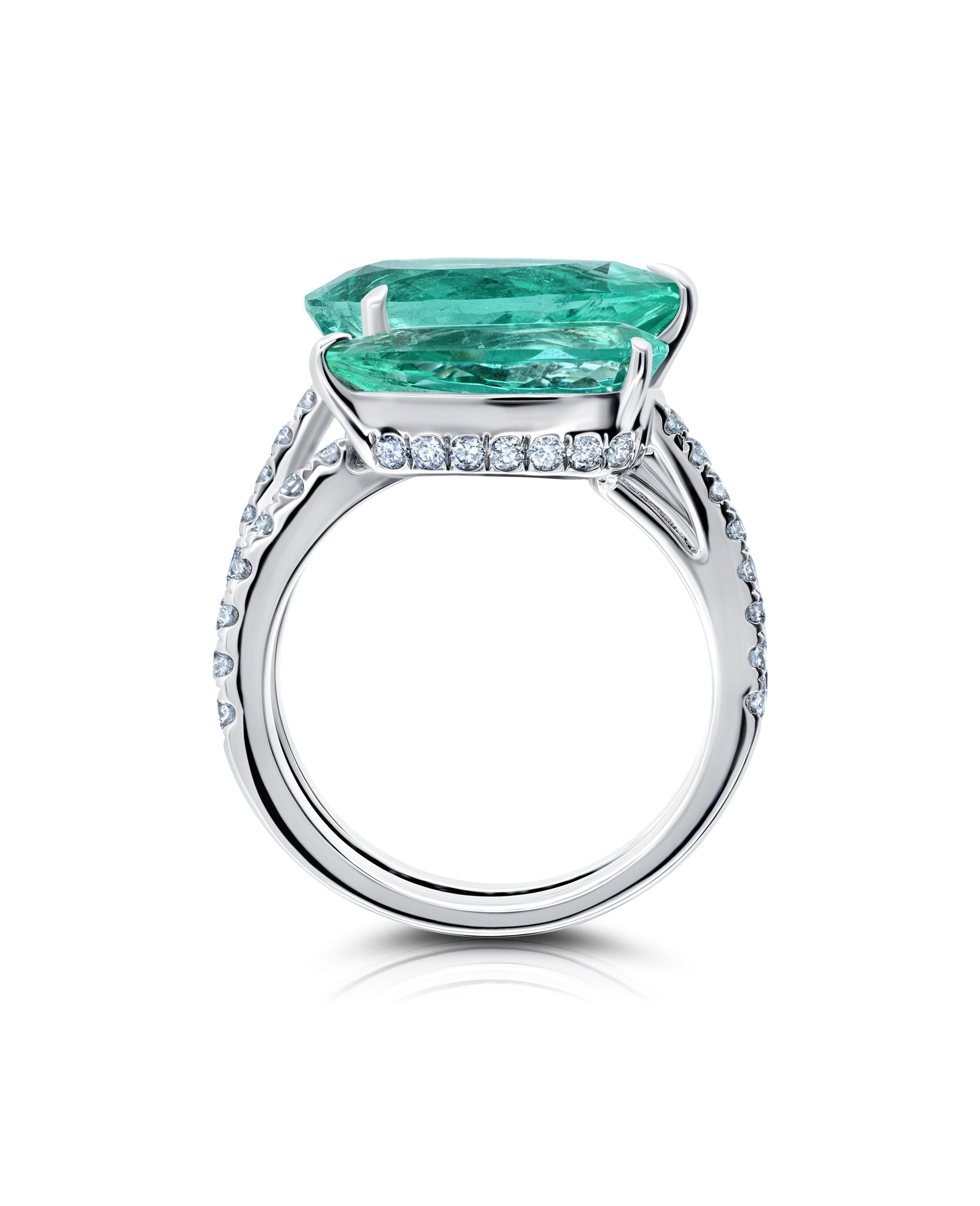Emerald & Diamond Bypass Ring
