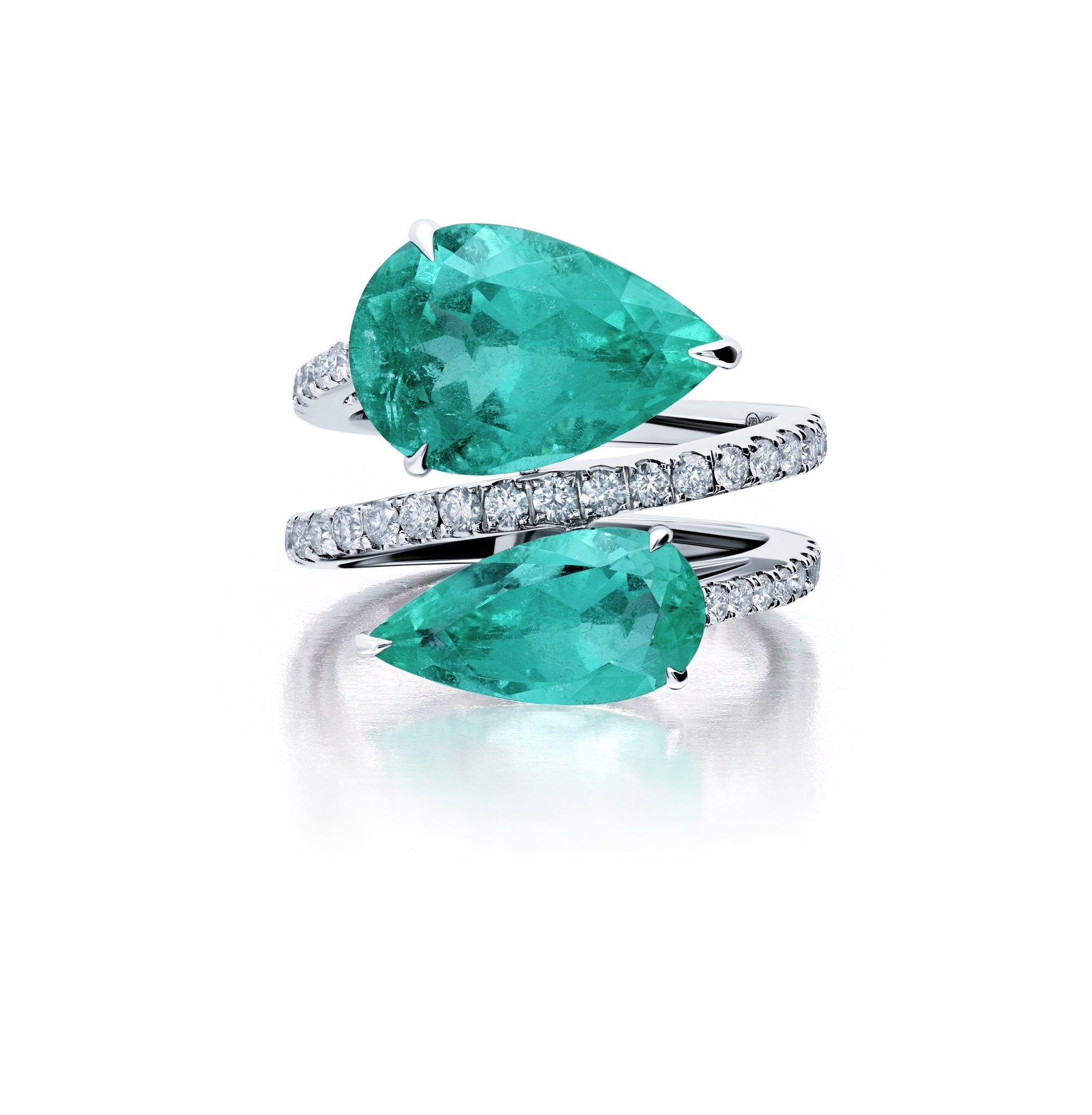 Emerald & Diamond Bypass Ring