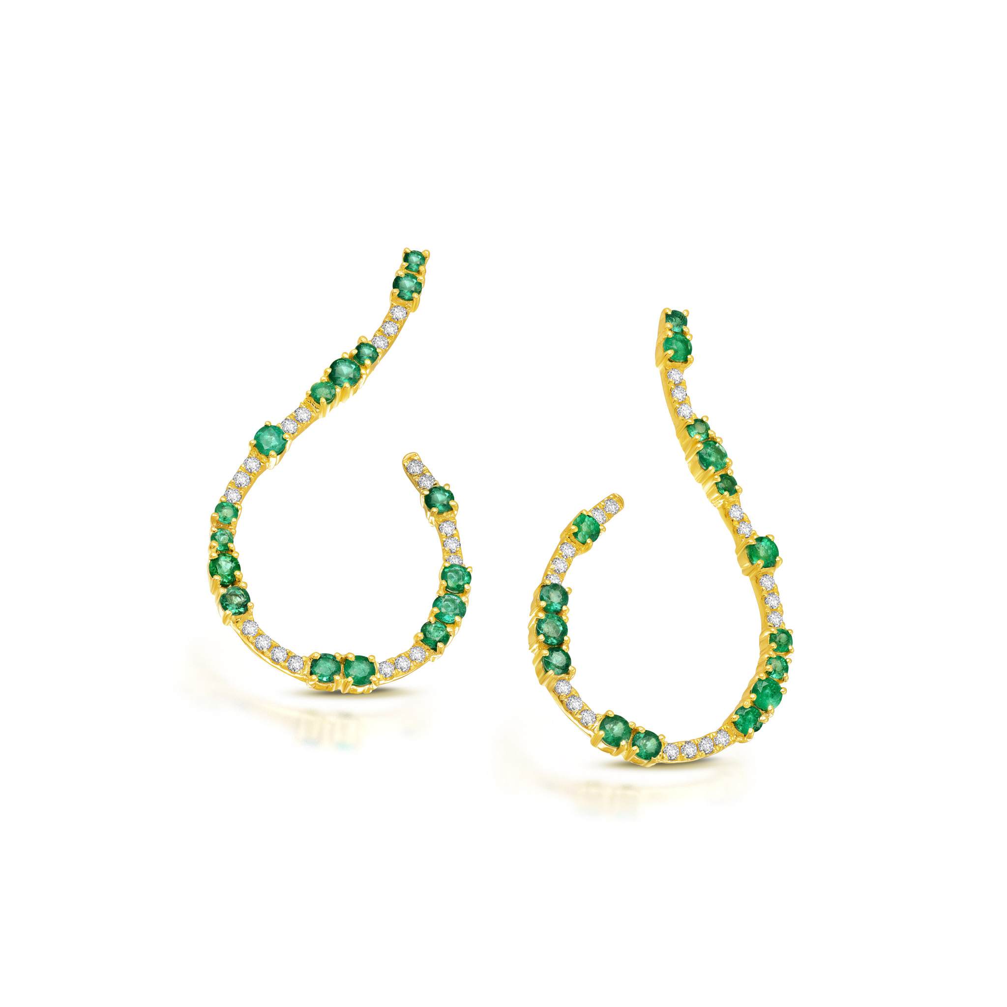 Graziela Gems - Emerald Mega Swirl Earrings - 