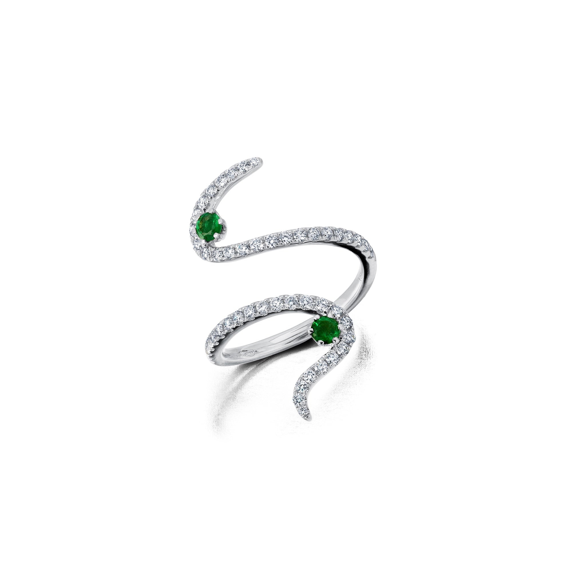 Emerald &amp; Diamond Swirl Ring