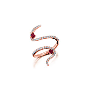 Ruby & Diamond Swirl Ring