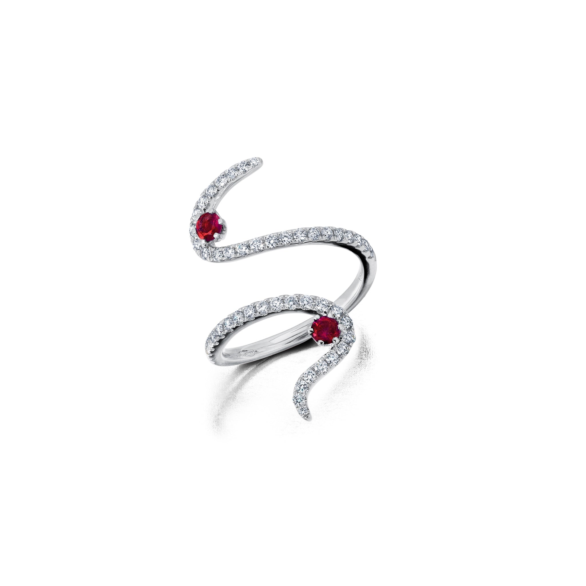 Ruby and diamond swirl ring Clearance