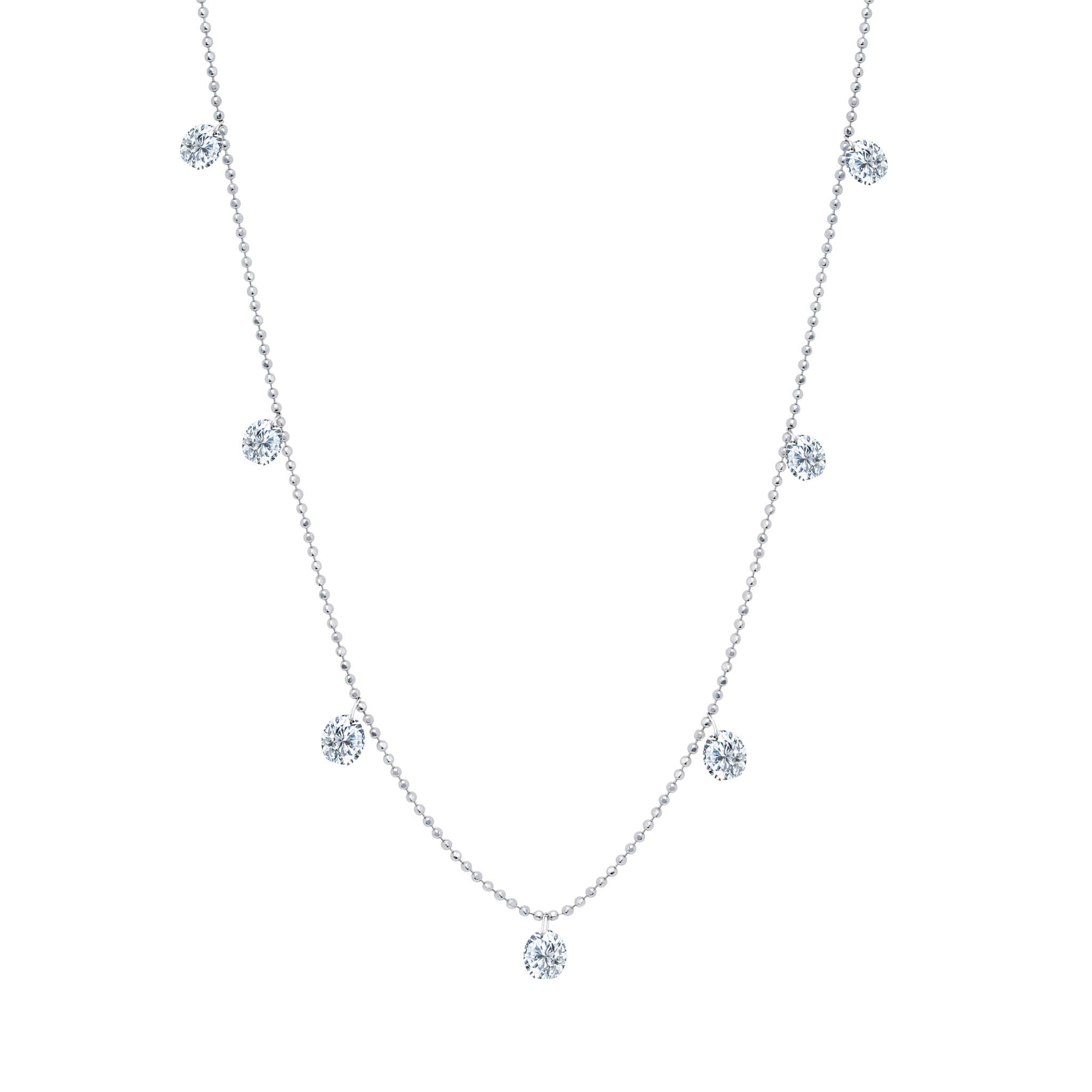 Graziela Gems - Necklace - Small Floating Diamond Necklace - White