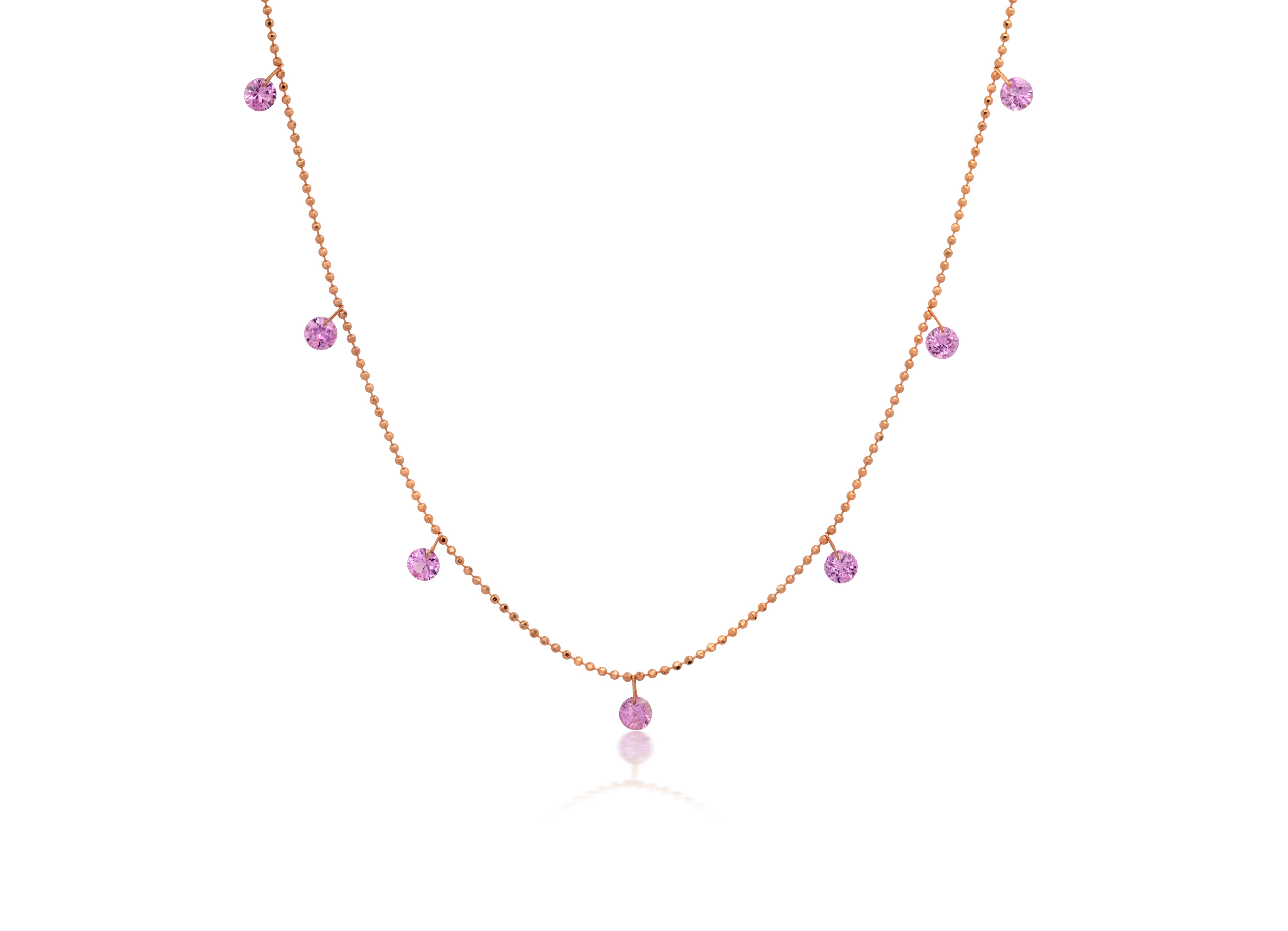 Small Floating Pink Sapphire Necklace