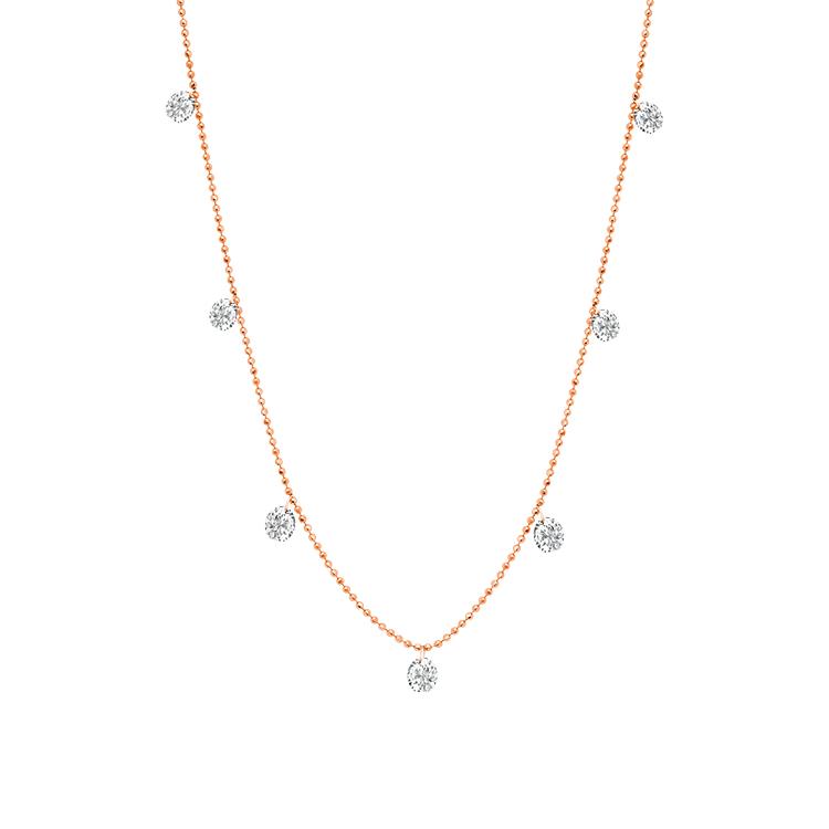 Graziela Gems - Necklace - Small Floating Diamond Necklace - Rose