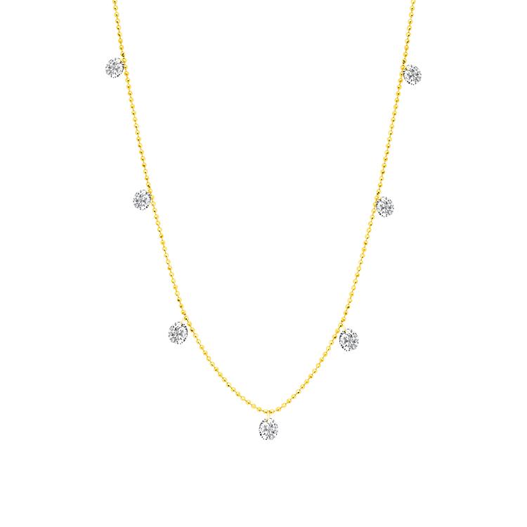 Graziela Gems - Necklace - Small Floating Diamond Necklace - Yellow