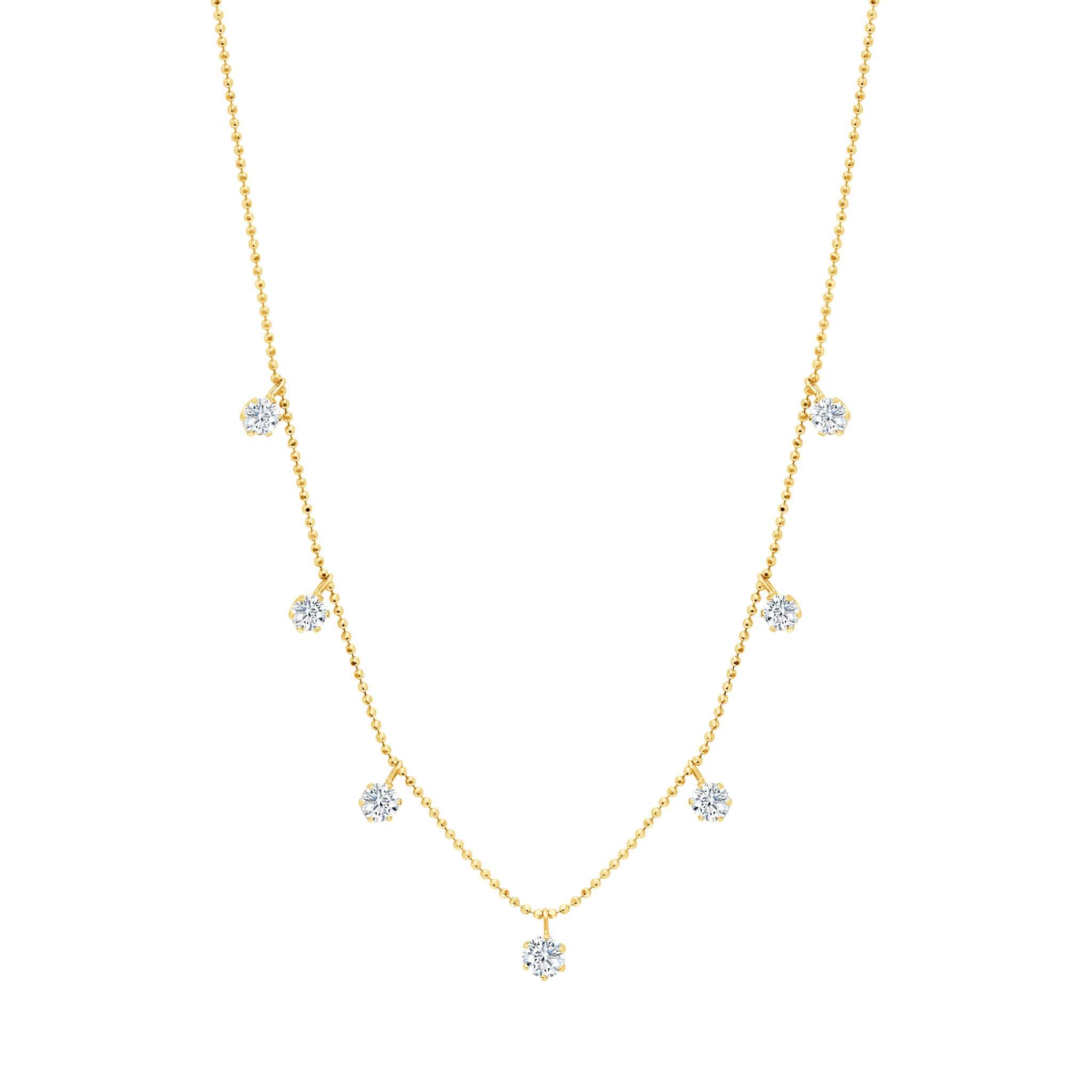Graziela Gems - Necklace - Medium Floating Diamond Necklace - Yellow Gold