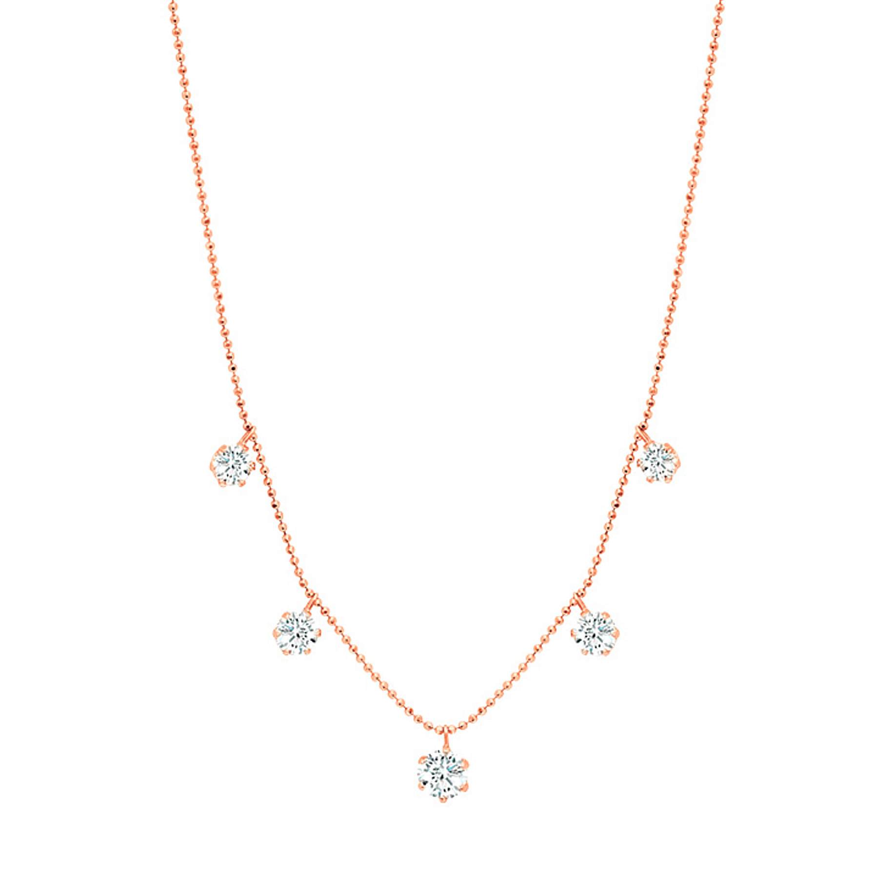 Graziela Gems - Necklace - Large Floating Diamond Necklace - Rose Gold