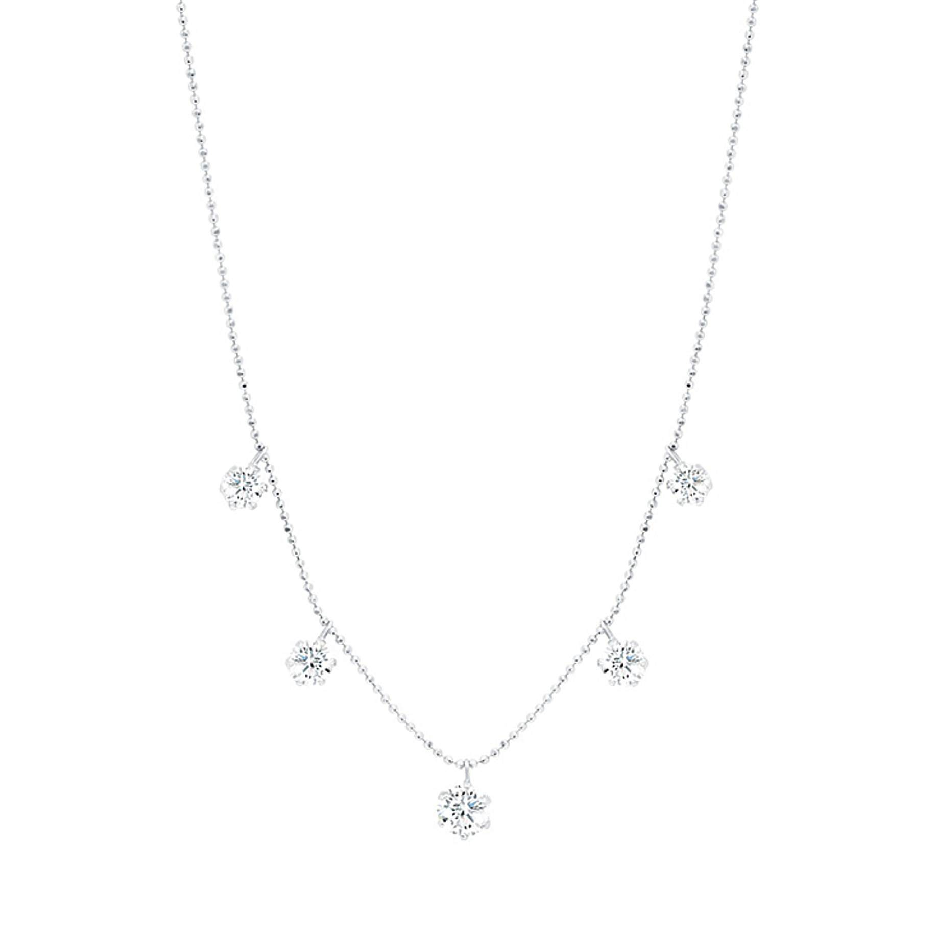 Graziela Gems - Necklace - Large Floating Diamond Necklace - White Gold