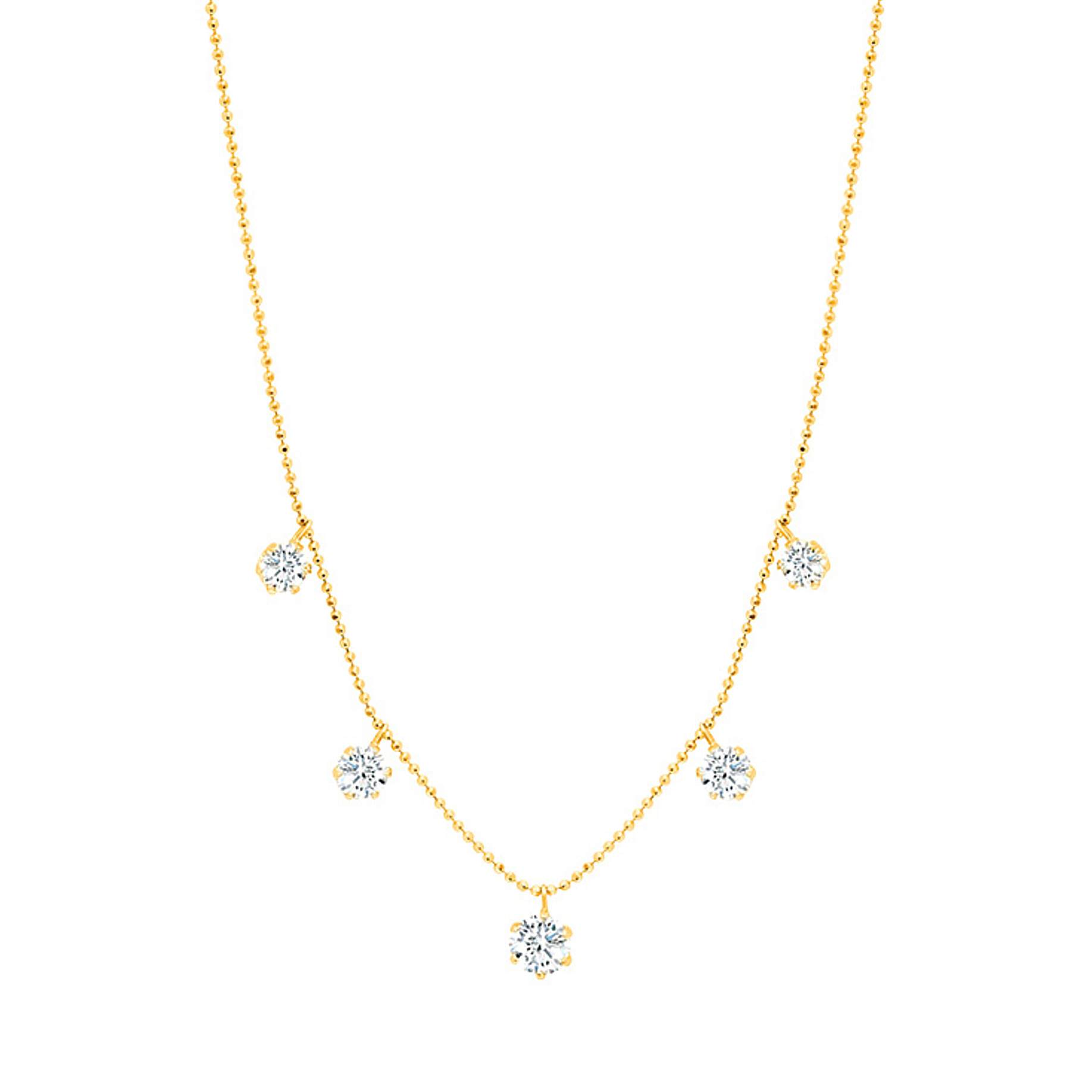 Graziela Gems - Necklace - Large Floating Diamond Necklace - Yellow Gold