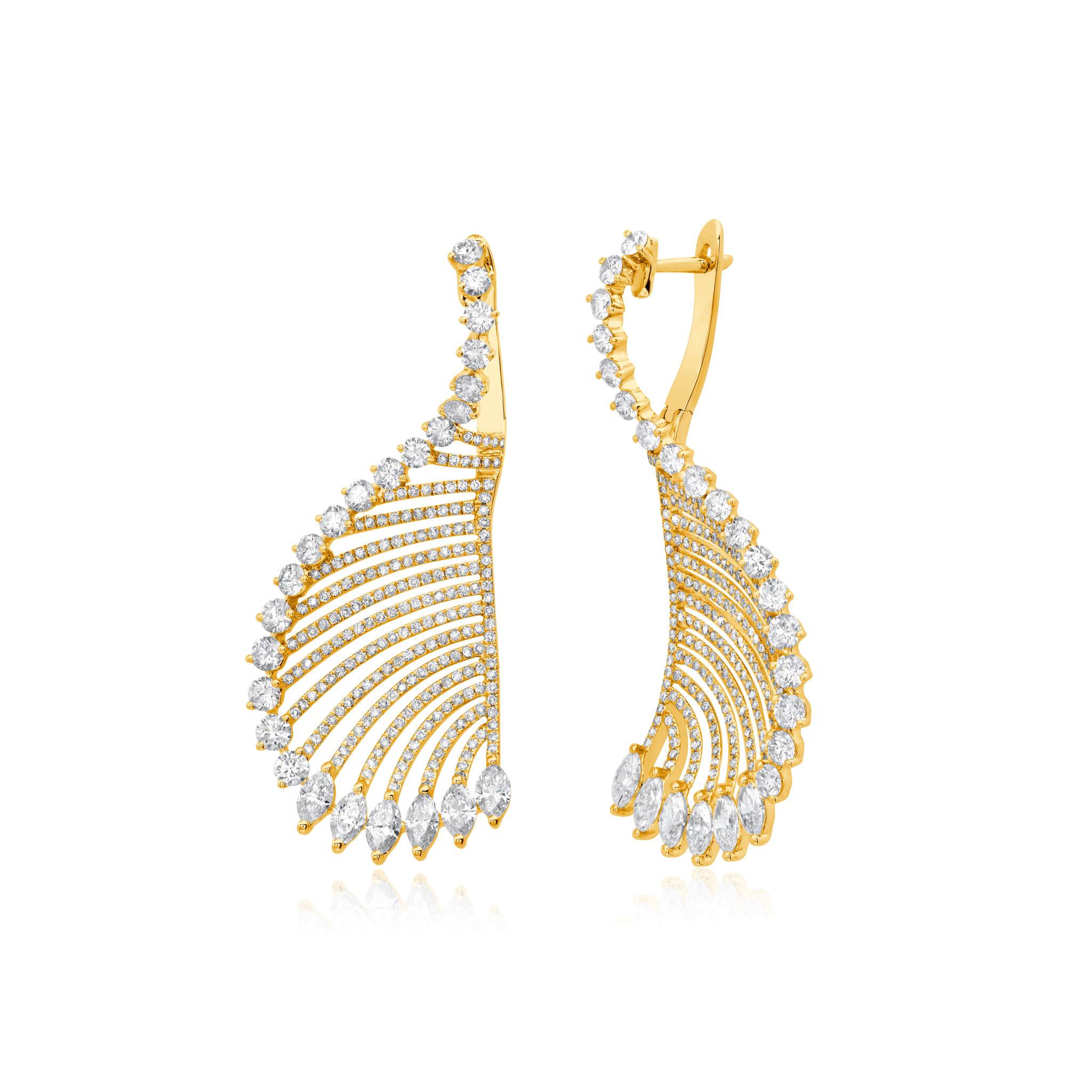 Graziela Gems - Navete Diamond & Gold Earrings - Yellow Gold