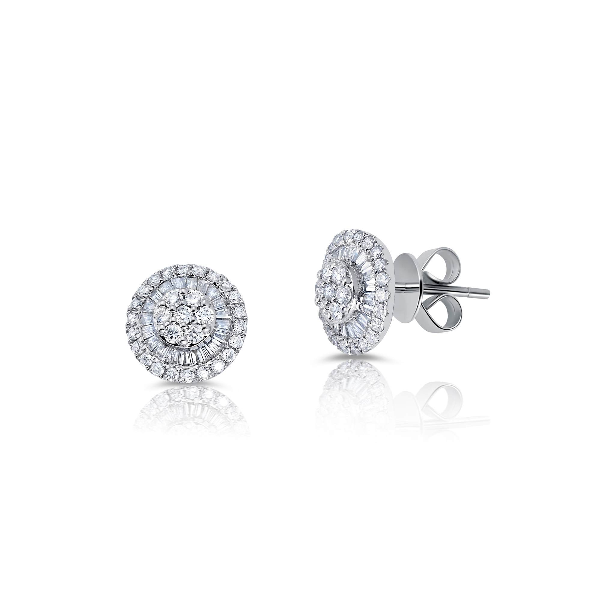 Graziela Gems - Diamond Small Pizza Earrings - White