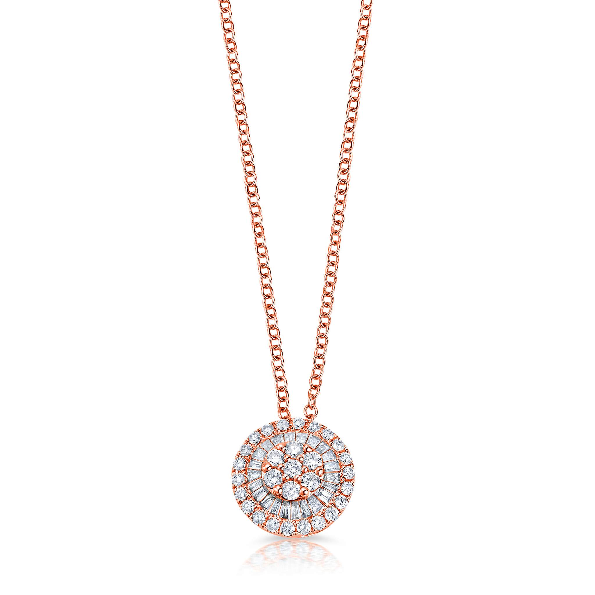 Graziela Gems - Necklace - Diamond Small Pizza Necklace - Rose Gold