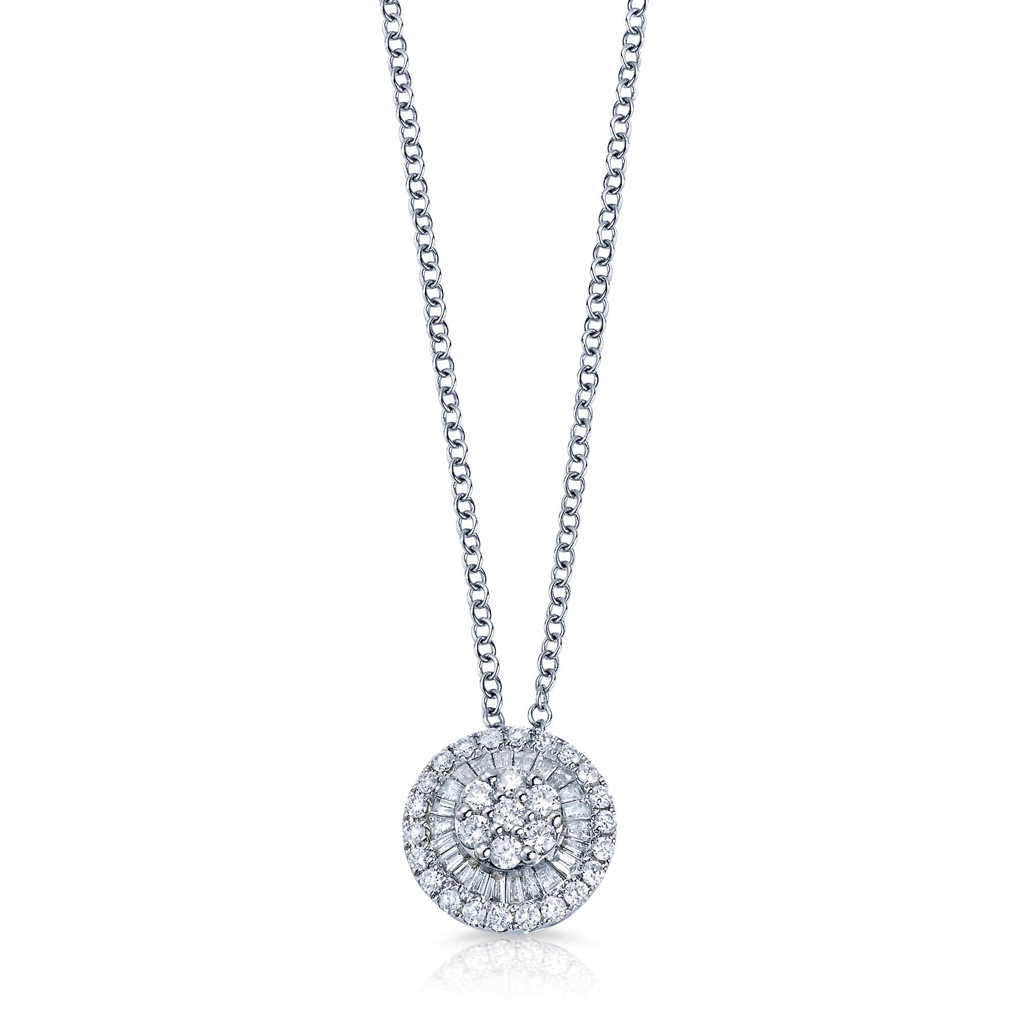 Graziela Gems - Necklace - Diamond Small Pizza Necklace - White Gold