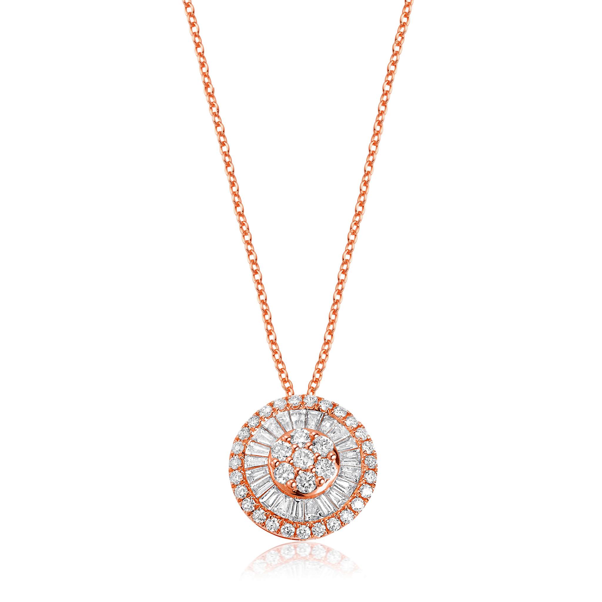 Graziela Gems - Necklace - Diamond Medium Pizza Necklace - Rose Gold