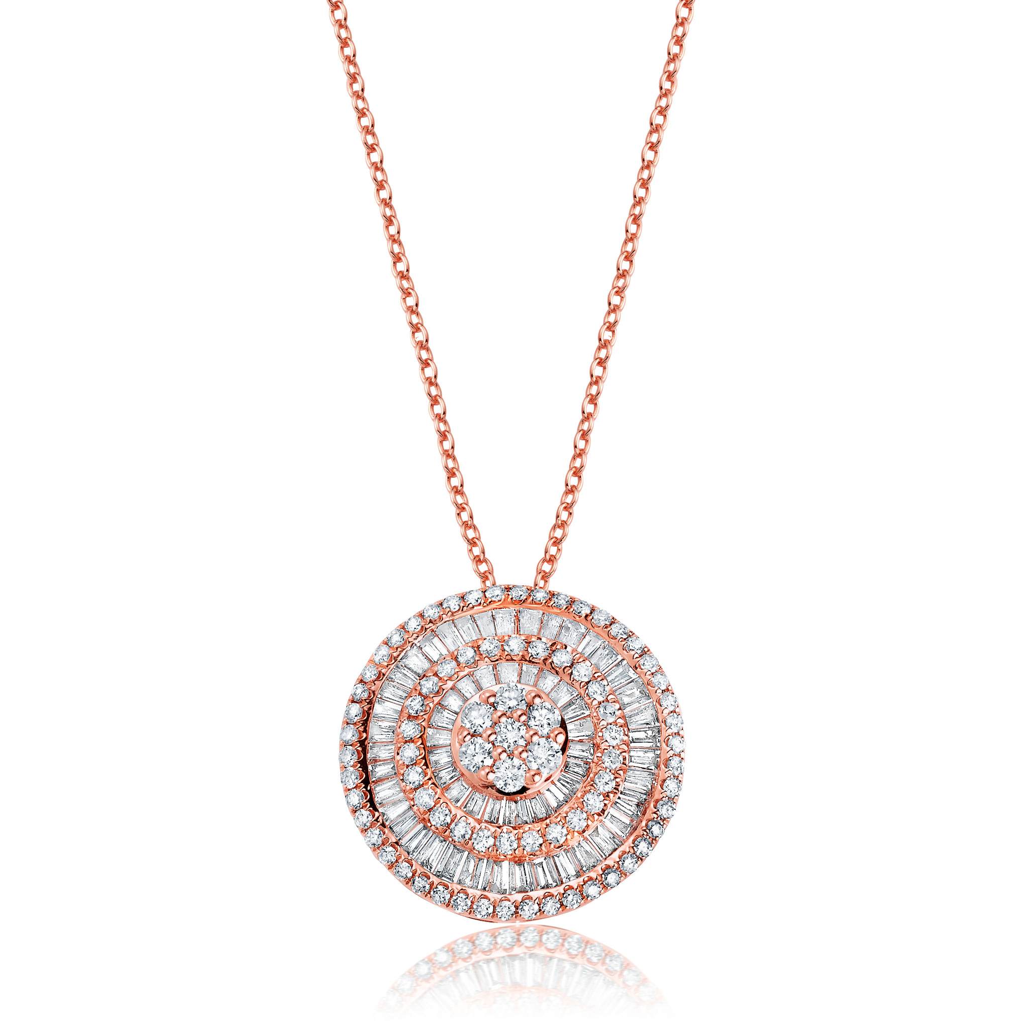Graziela Gems - Necklace - Diamond Large Pizza Necklace - Rose Gold