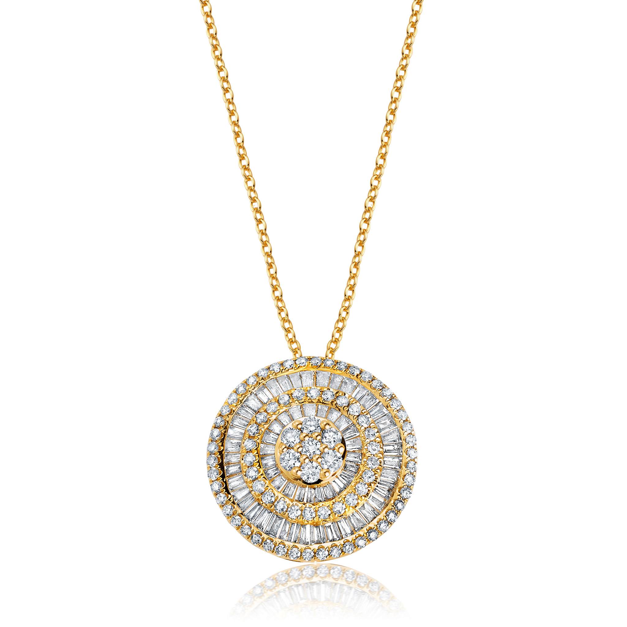 Graziela Gems - Necklace - Diamond Large Pizza Necklace - Yellow Gold