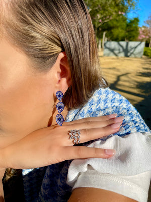 Blue Rhodium & Sapphire Diamond Earrings