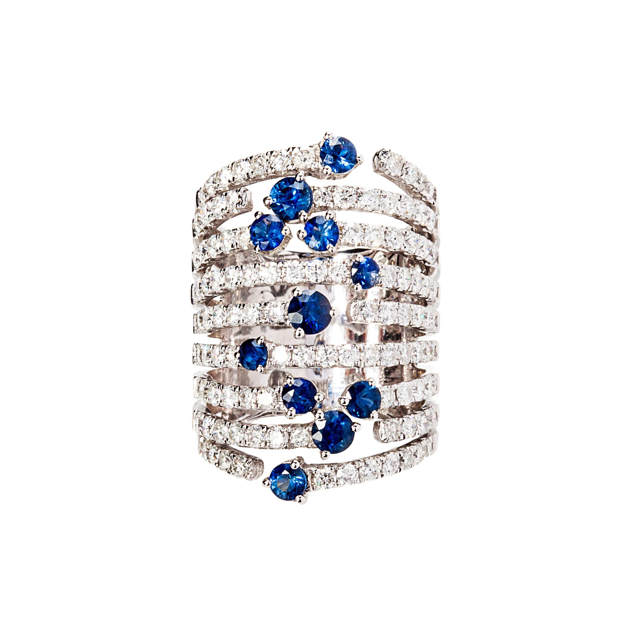 Diamond and Sapphire Cage Ring