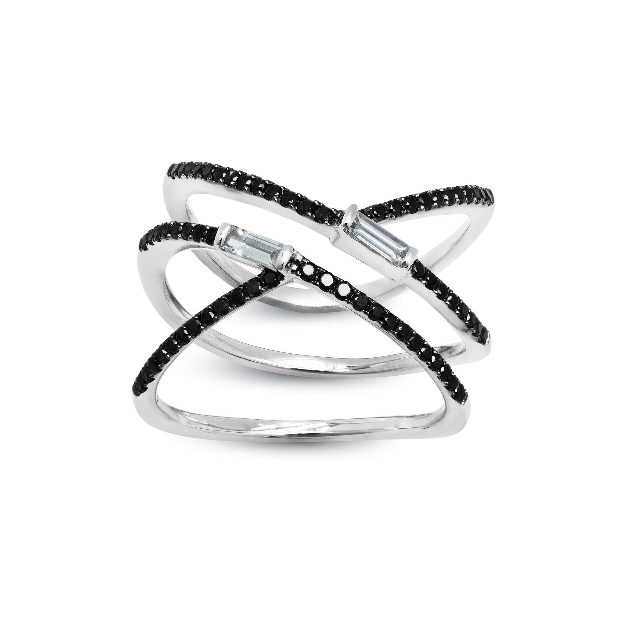 Diamond Baguette Criss Cross Ring