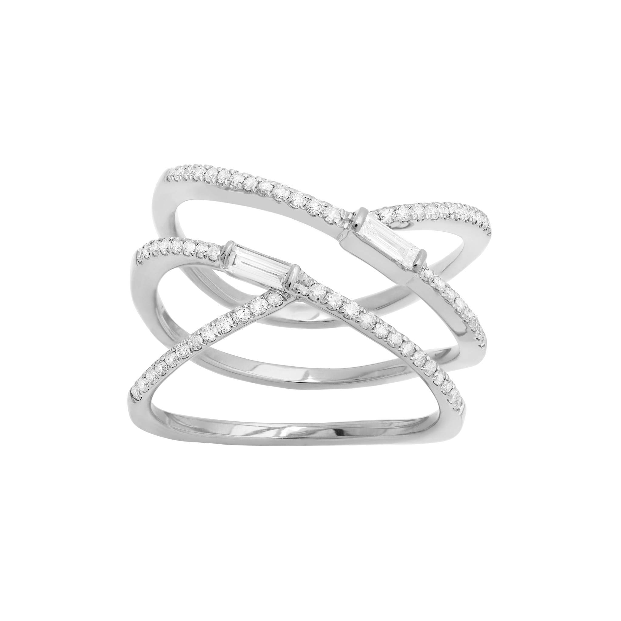 Diamond Baguette Criss Cross Ring