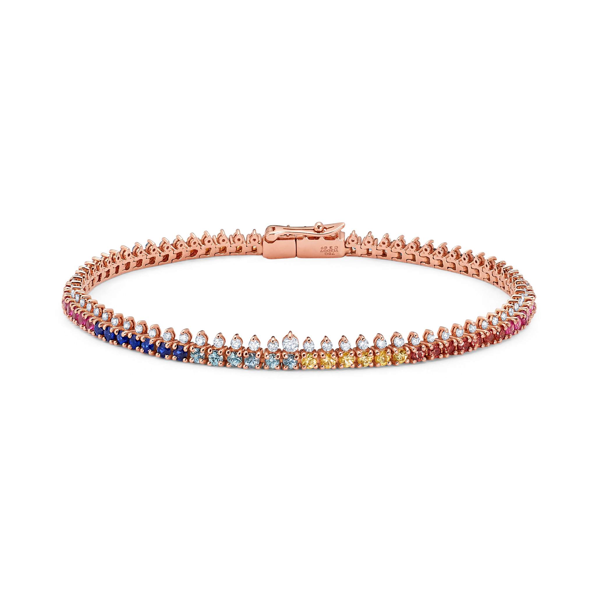 Rainbow Sapphire Tennis Bracelet In 18k Rose Gold 40 OFF