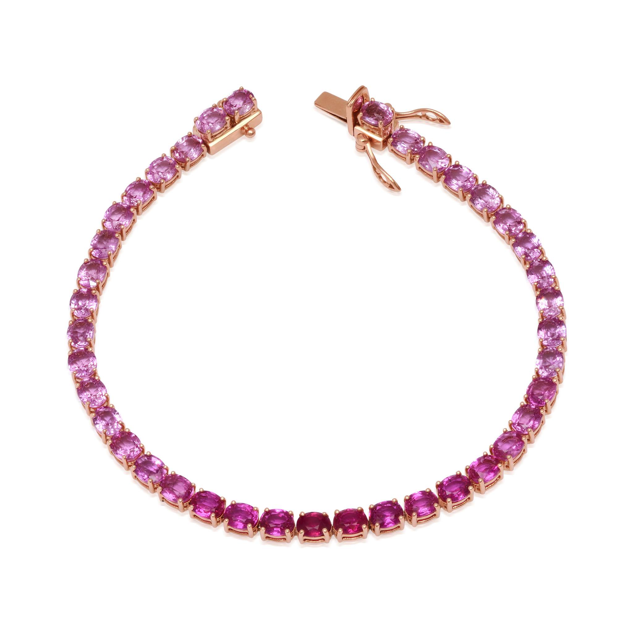 Pink Sapphire & Diamond Tennis Necklace White Gold/Pink Sapphire