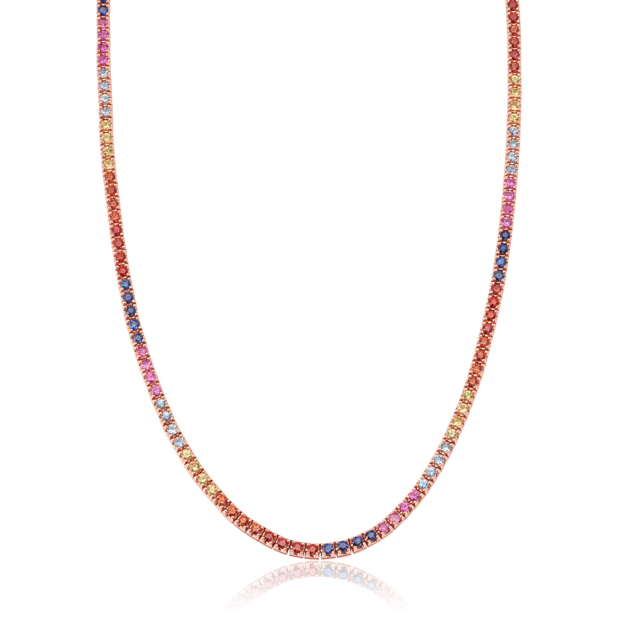 Graziela Gems - Necklace - Rainbow Sapphire Tennis Necklace - 