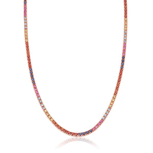 Graziela Gems - Necklace - Rainbow Sapphire Tennis Necklace - 