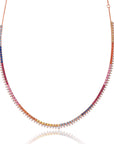 Graziela Gems - Necklace - Rainbow Sapphire & Diamond Tennis Necklace -