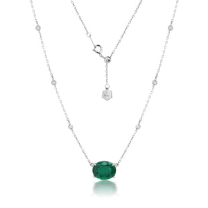 Oval Emerald & Diamond Necklace