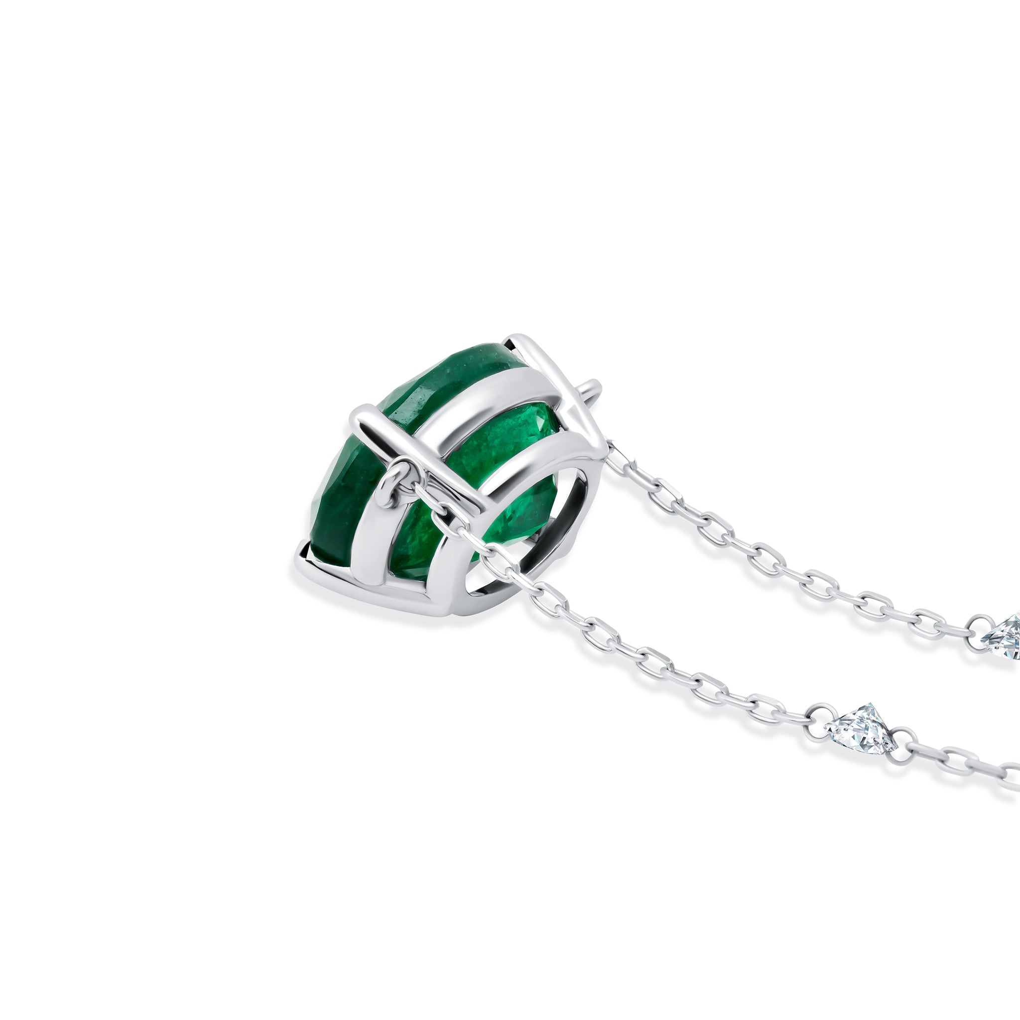 Oval Emerald &amp; Diamond Necklace