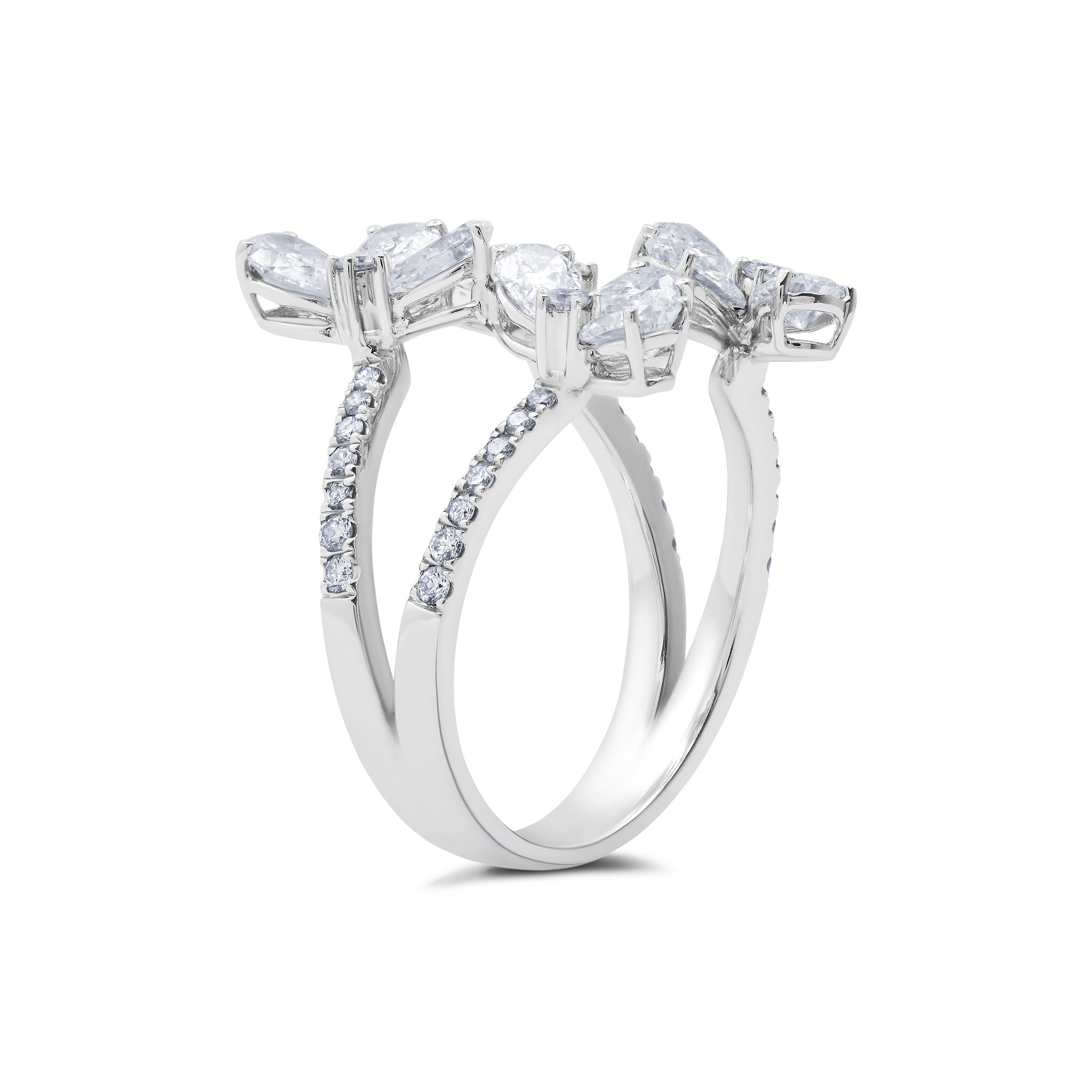 White Diamond Folha Ring