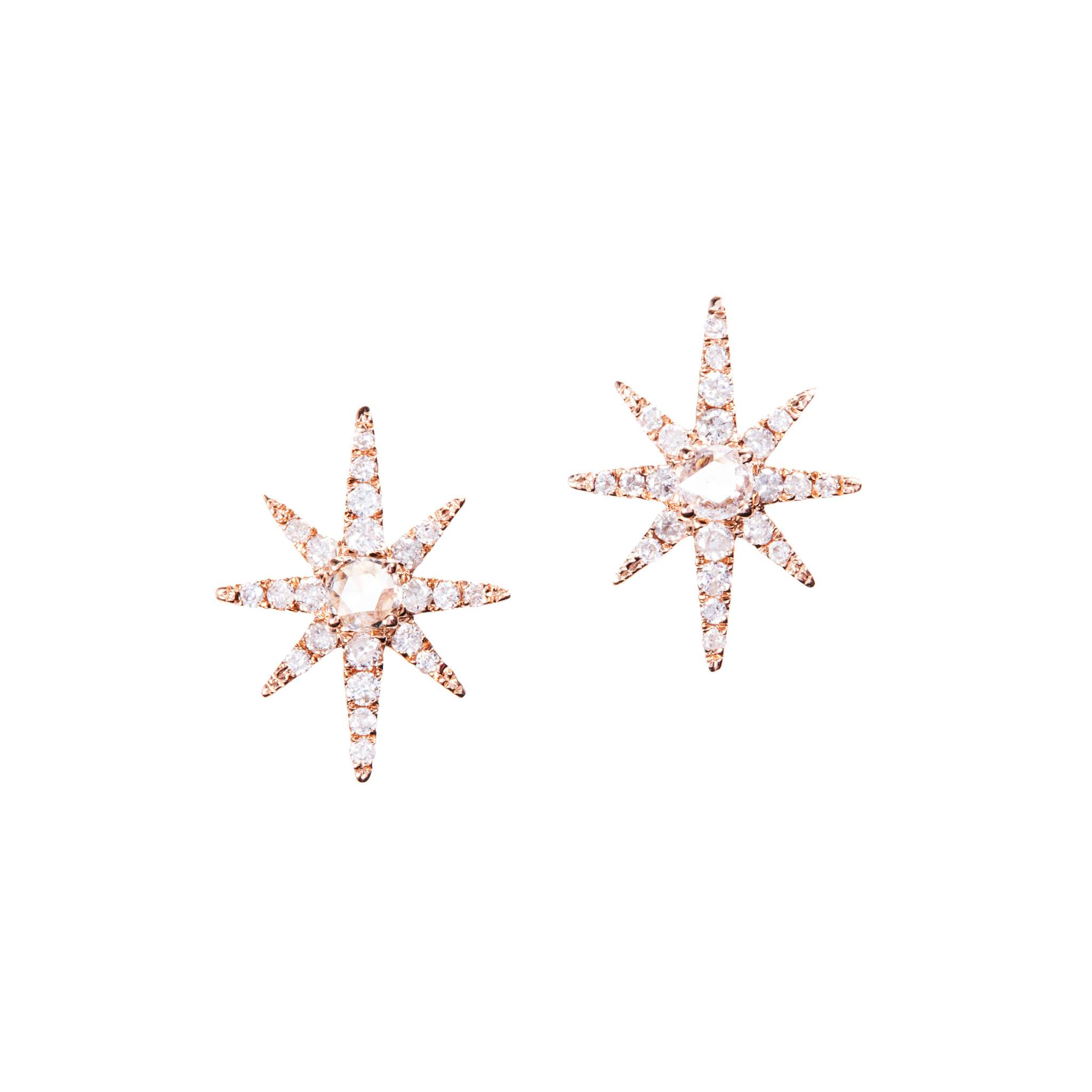 Graziela Gems - Diamond Starburst Stud Earrings - Rose Gold