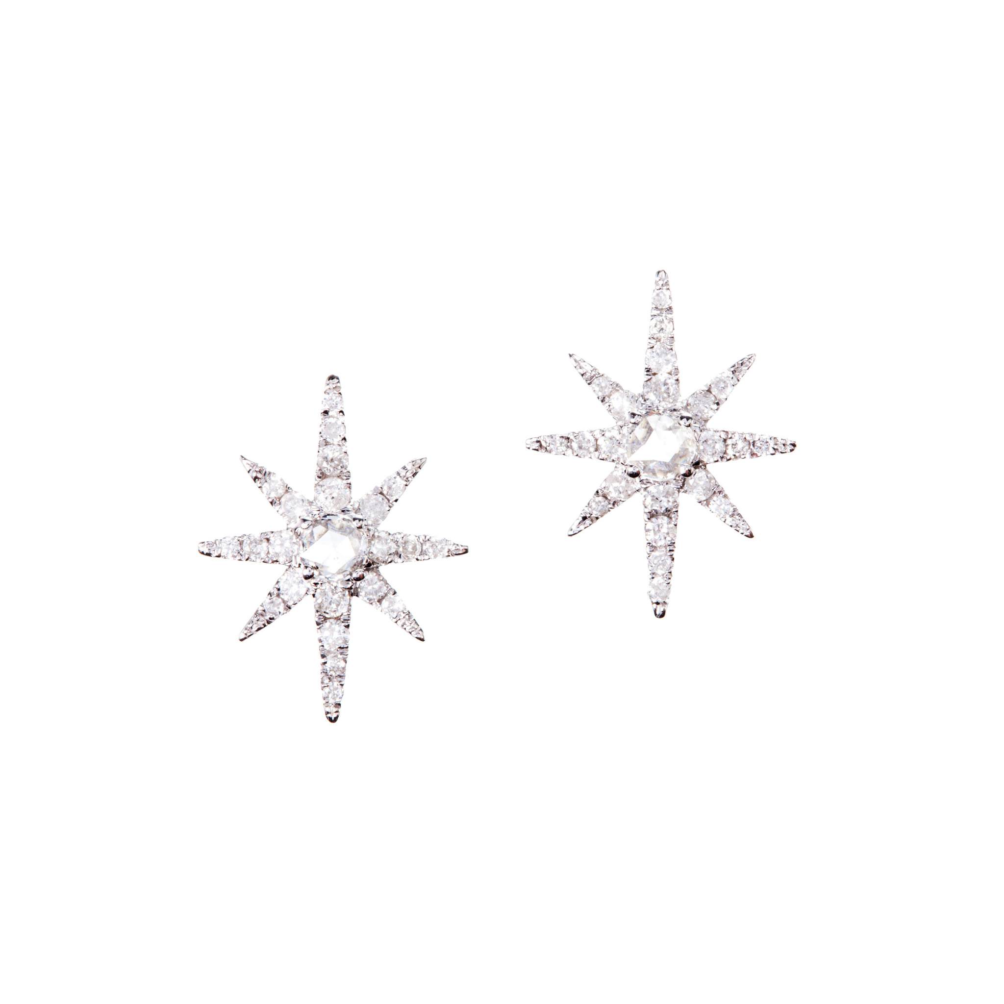 Graziela Gems - Diamond Starburst Stud Earrings - White Gold