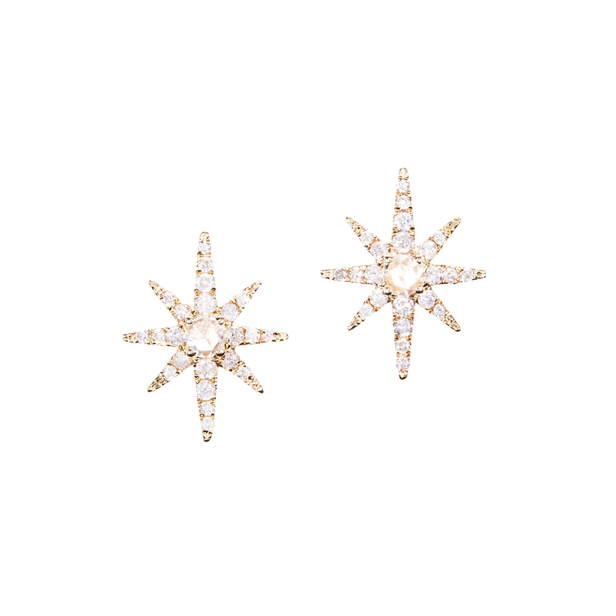 Graziela Gems - Diamond Starburst Stud Earrings - Yellow Gold