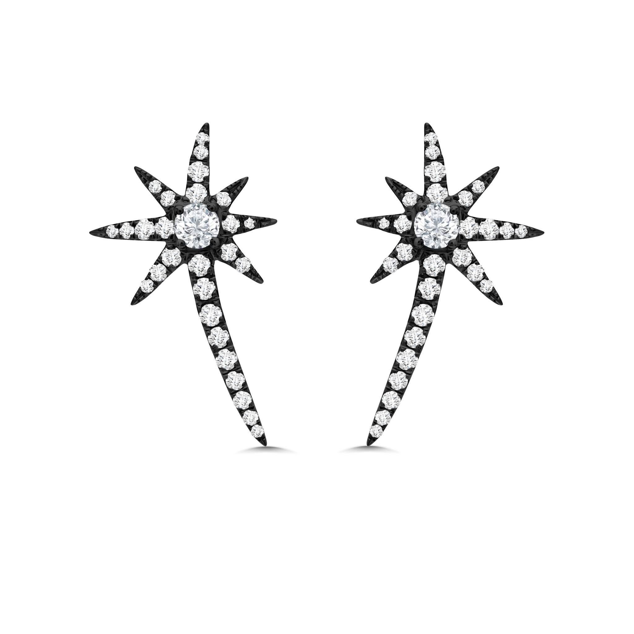 Graziela Gems - Diamond Shooting Starburst Earrings - Black Gold
