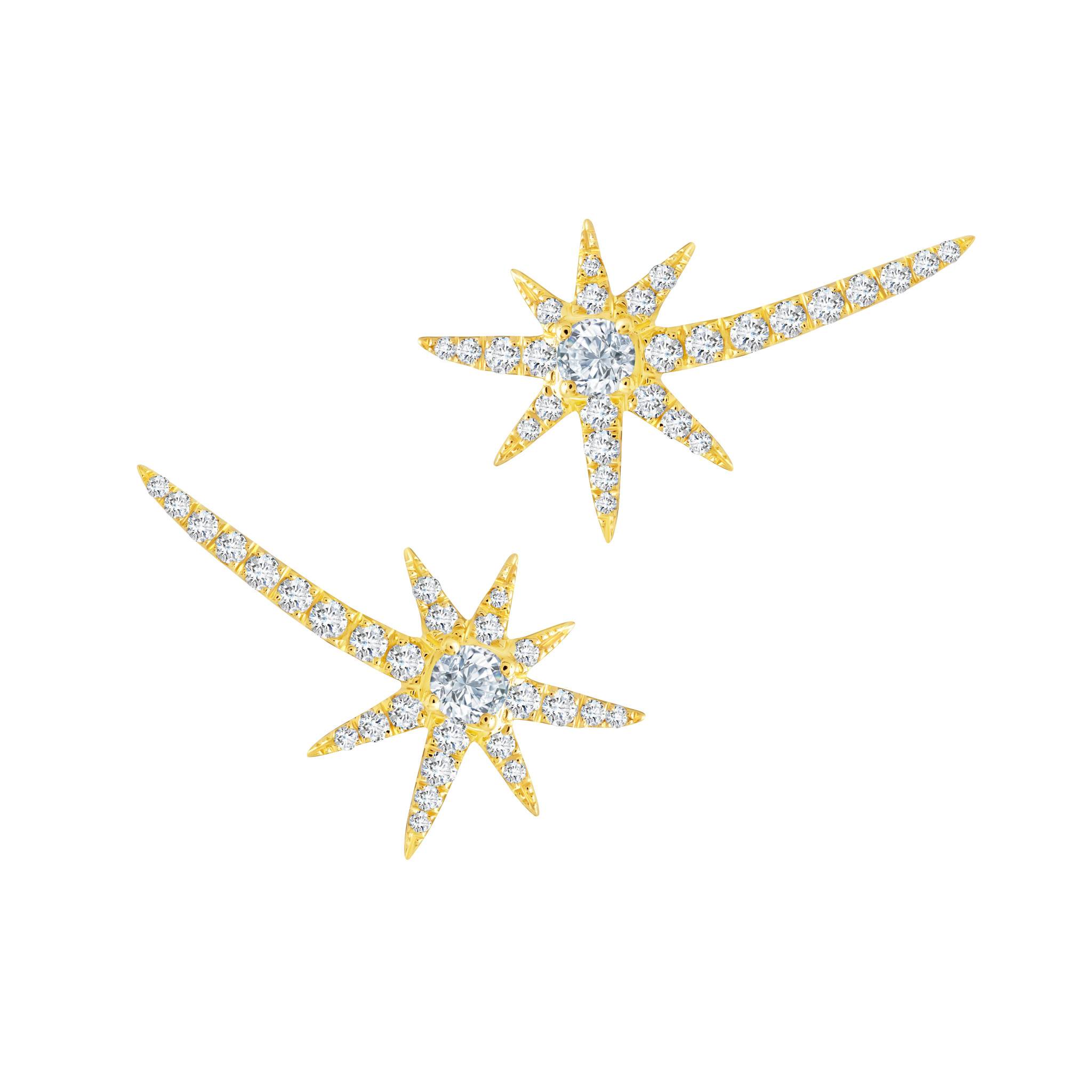 Graziela Gems - Diamond Shooting Starburst Earrings - Yellow Gold