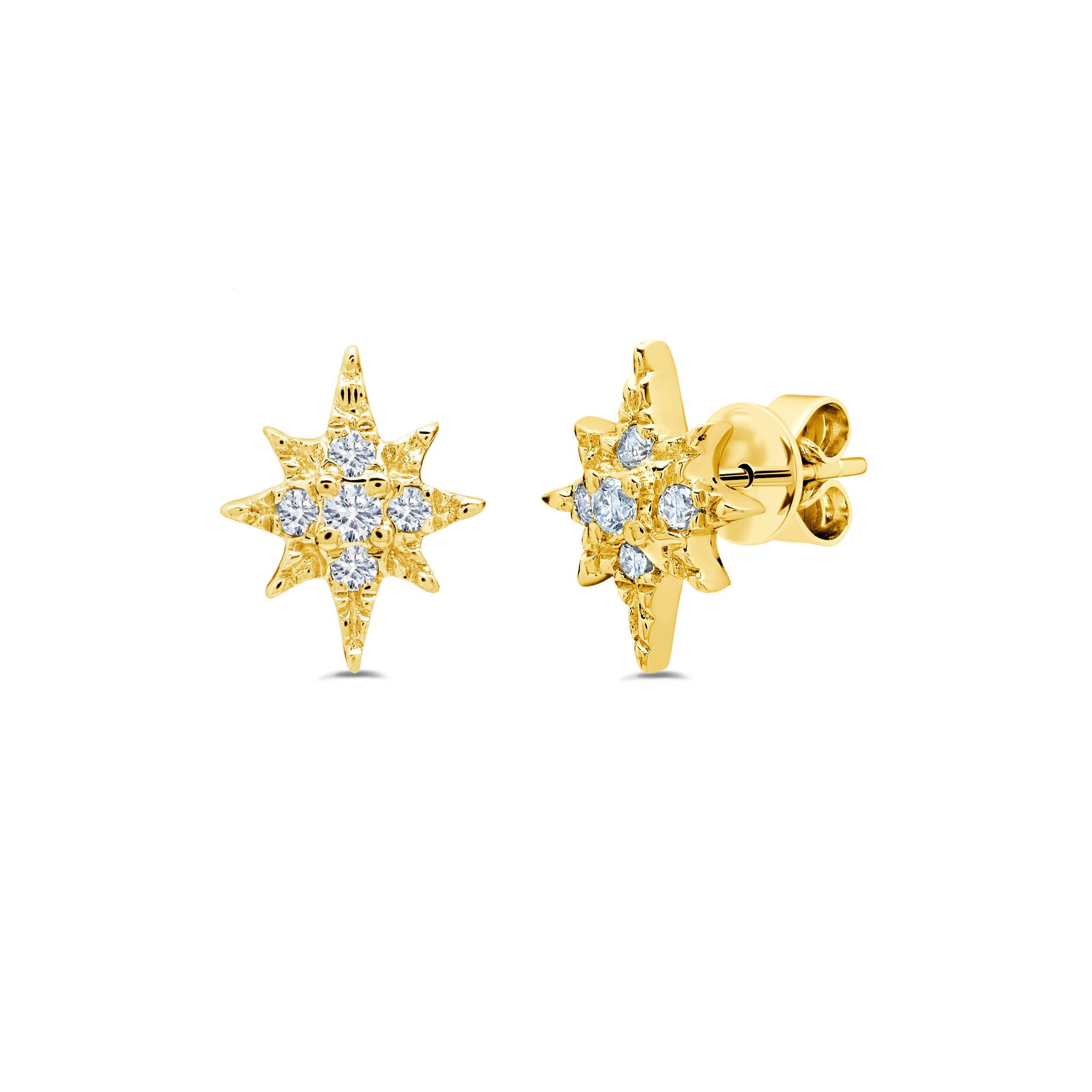 Graziela Gems - Diamond Tiny Starburst Earrings - Yellow Gold