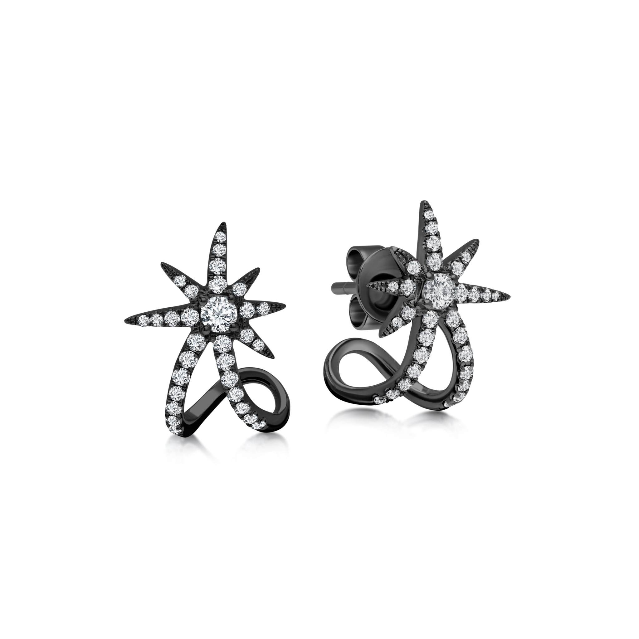 Graziela Gems - Diamond Starburst Ear Cuffs - Black Gold